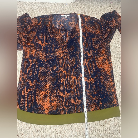 CAbi Orange and Black Patterned Blouse with Green Trim size M - Picture 4 of 7